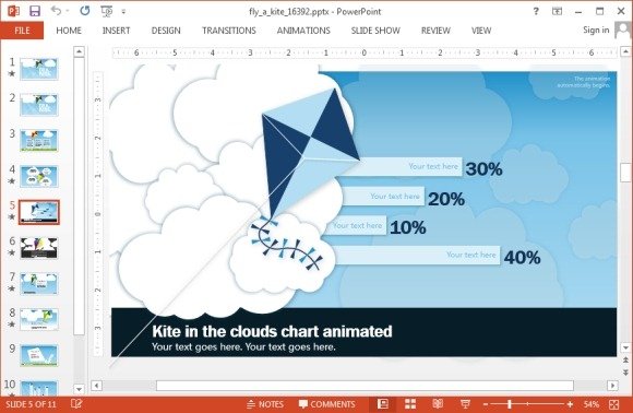Flying a Kite Infographic Design for PowerPoint with Horizontal Bar Charts