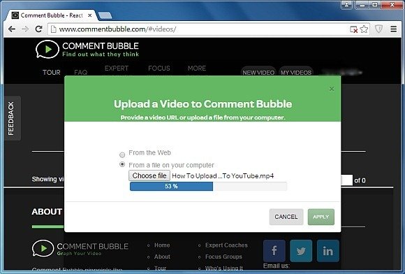 Uploading video to Comment Bubble