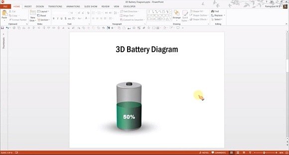 3D battery diagram for PowerPoint