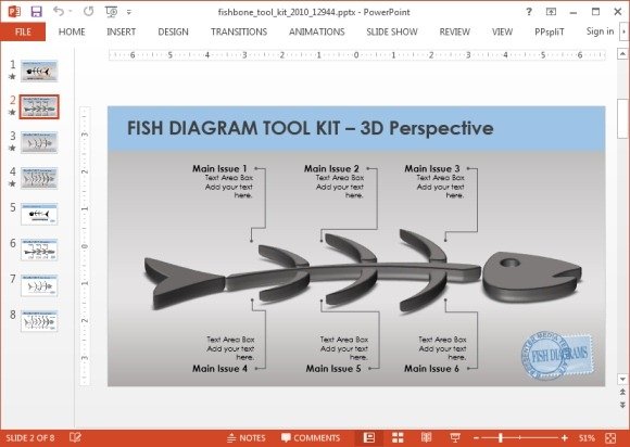Animated Fishbone diagram - Fishbone diagram template for PowerPoint
