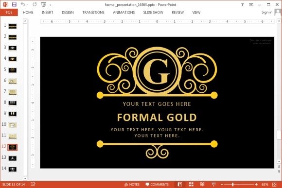 Animated template for formal PowerPoint presentations