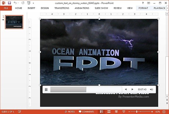 Custom text on stormy waters PowerPoint template