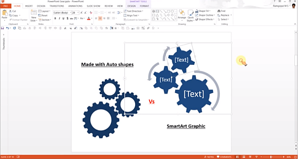 Gear diagrams for PowerPoint presentations