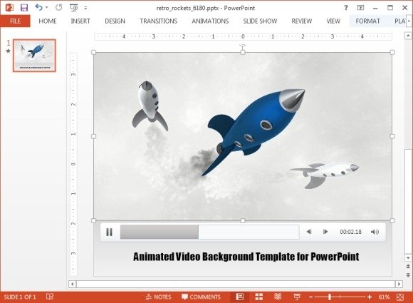 Retro rockets animated video background template for PowerPoint