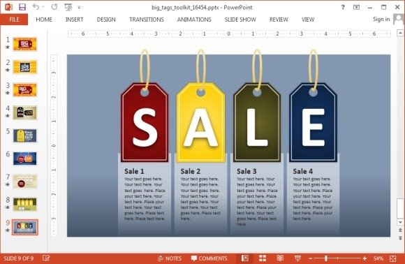 Sales tag template for PowerPoint presentations