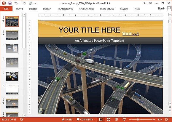 Animated freeway frenzy PowerPoint template