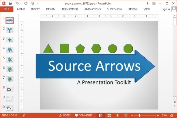 Animated source arrow PowerPoint template