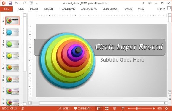 Animated stacked circle diagram for PowerPoint