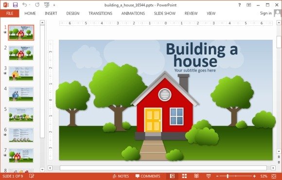 Animated Building A House PowerPoint Template