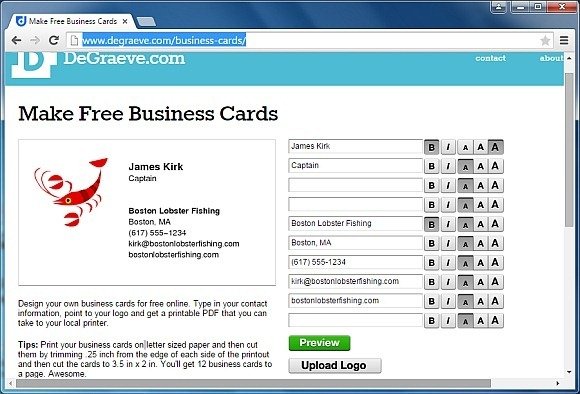 Create free business cards