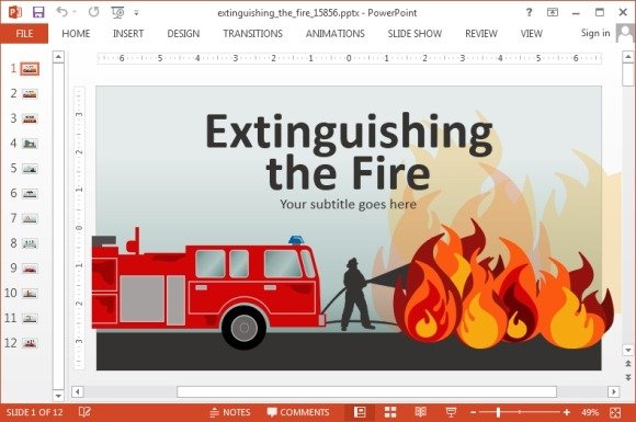 Extinguishing fire PowerPoint template