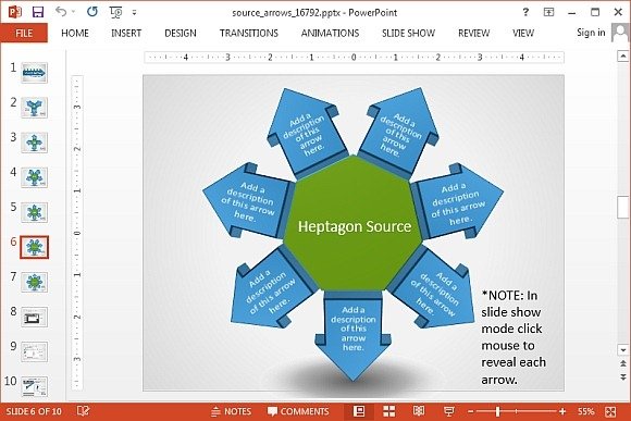 Heptagon arrow diagram for PowerPoint
