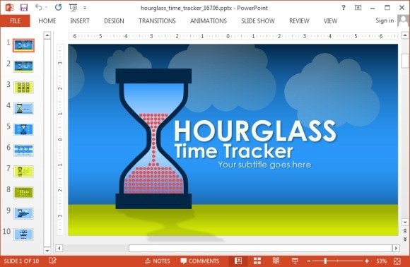Hour glass time tracker template for PowerPoint