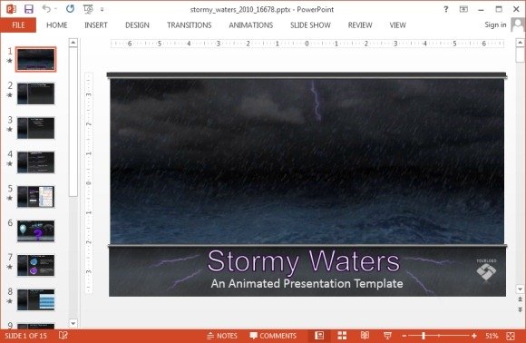 Stormy waters PowerPoint template