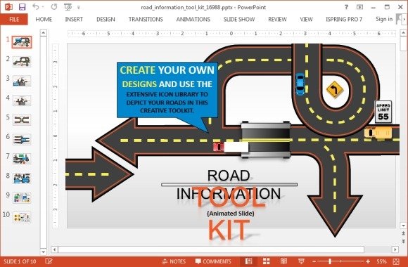 Animated road information toolkit for PowerPoint