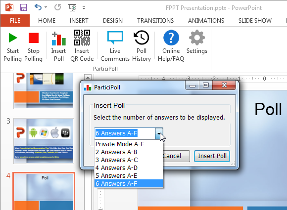 Participoll add-in for PowerPoint