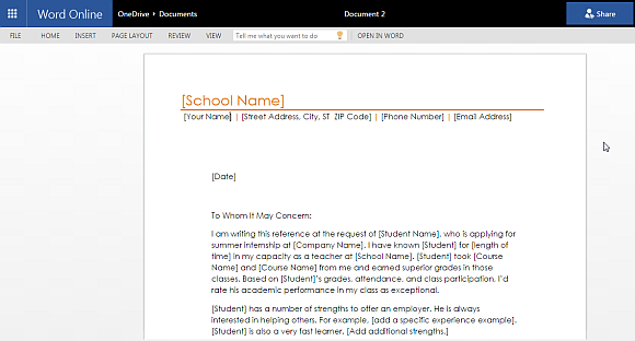 Reference Letter Word