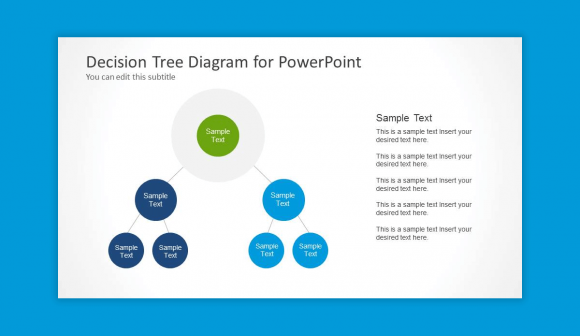 Decision tree diagram design for PowerPoint with 3 levels