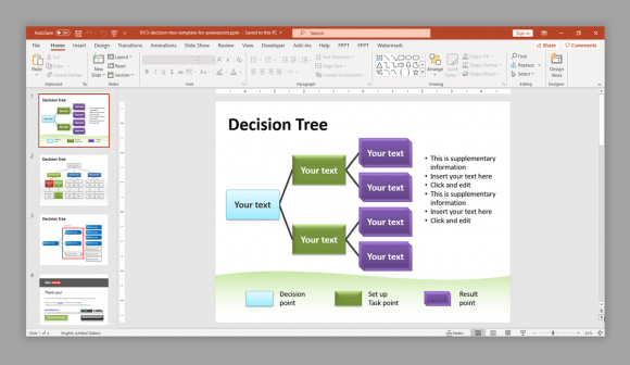 Decision Tree PowerPoint template with Horizontal Diagram Design