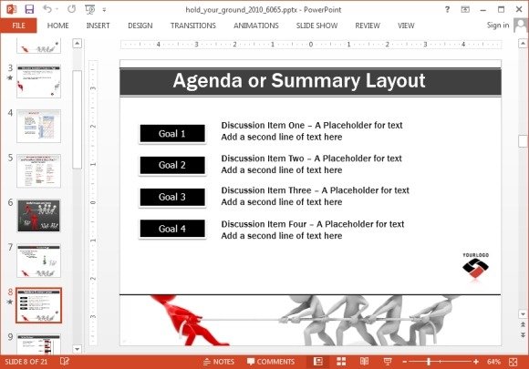 Agenda layout with tug of war image