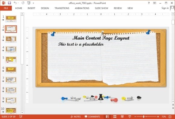 Corkboard main content page layout
