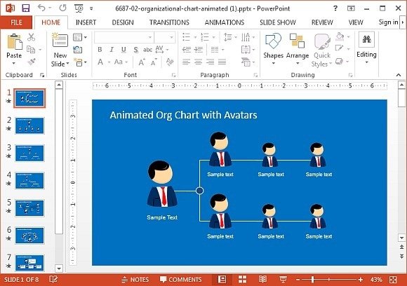 Animated org chart PowerPoint template