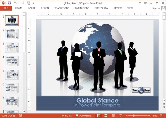 Global stance business PowerPoint template