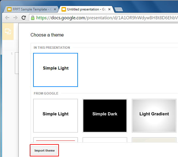 Import theme in Google Slides