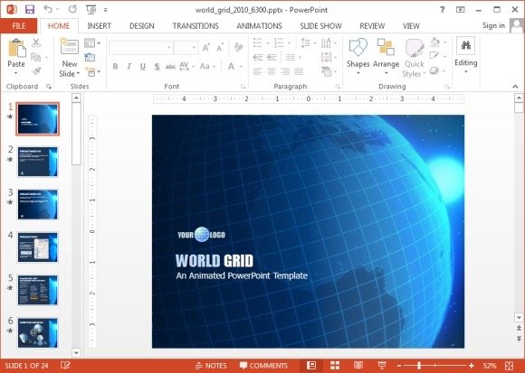 World grid PowerPoint template