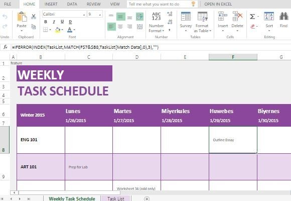 weekly task calendar