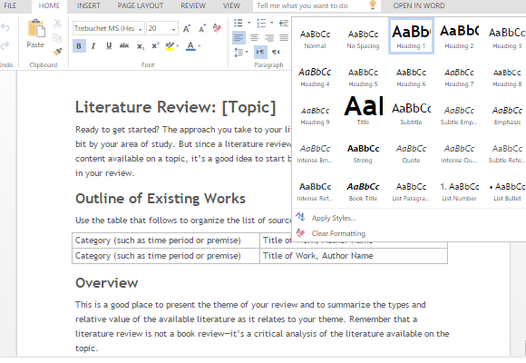 format-the-text-styles-to-customize-your-own-literature-review