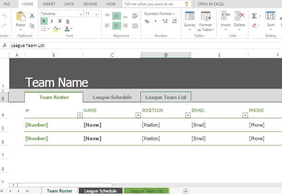 excel roster template