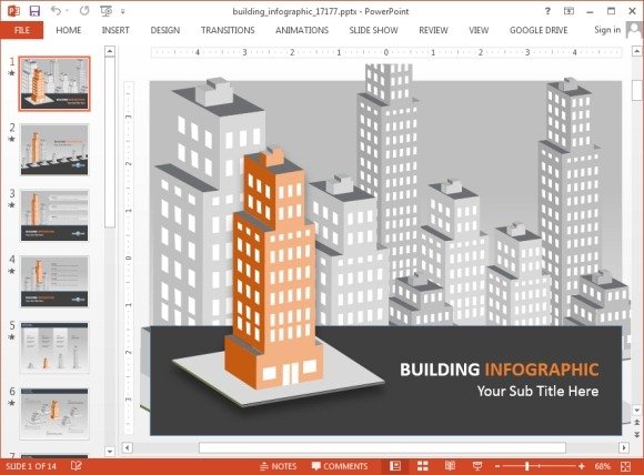 Buildings infographic template for PowerPoint