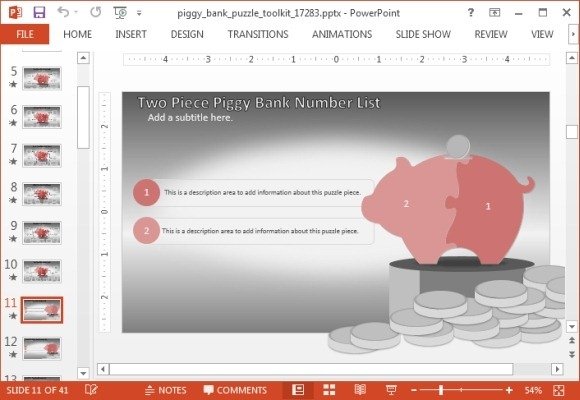 Create bulleted lists with piggy bank animation