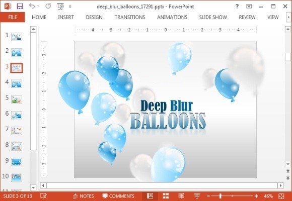 Deep blue balloons PowerPoint template