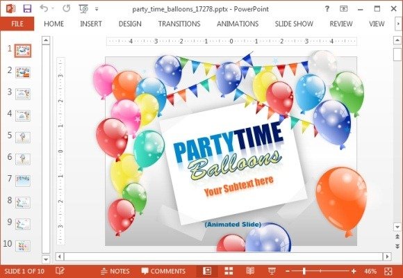 Party time balloons PowerPoint template