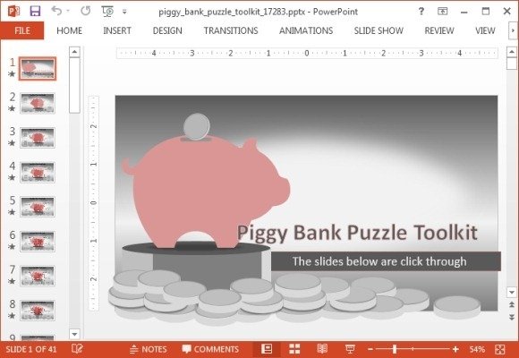 Piggy bank PowerPoint template