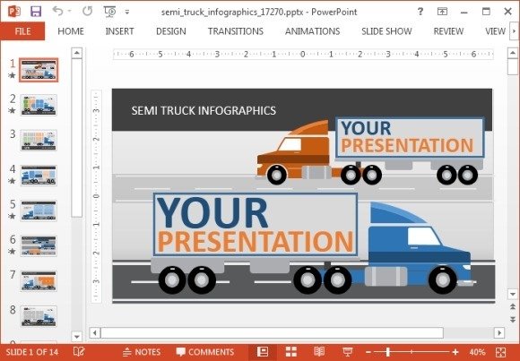 Truck infographics PowerPoint template