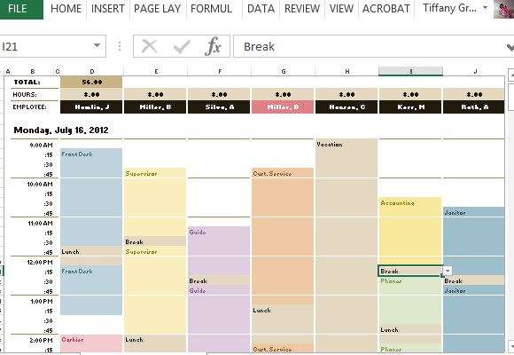 excel roster template