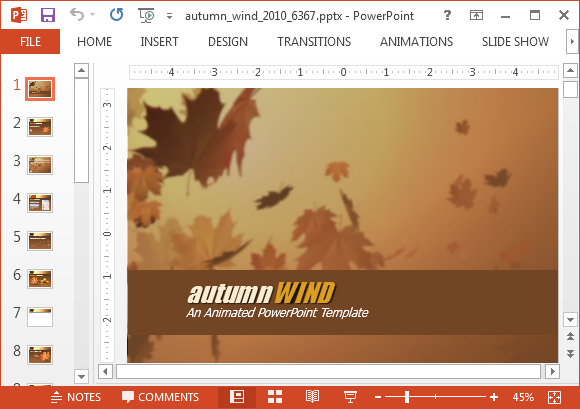 Animated autumn wind PowerPoint template
