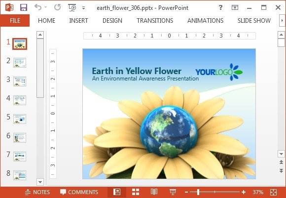 Animated earth flower PowerPoint template