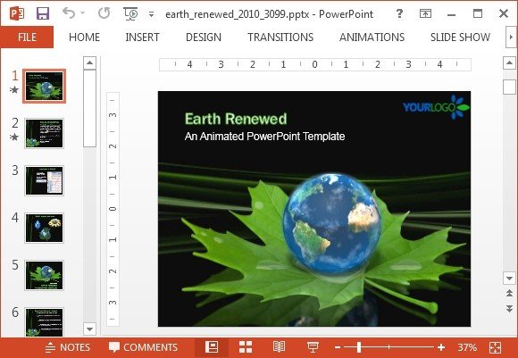 Animated earth renewed PowerPoint template