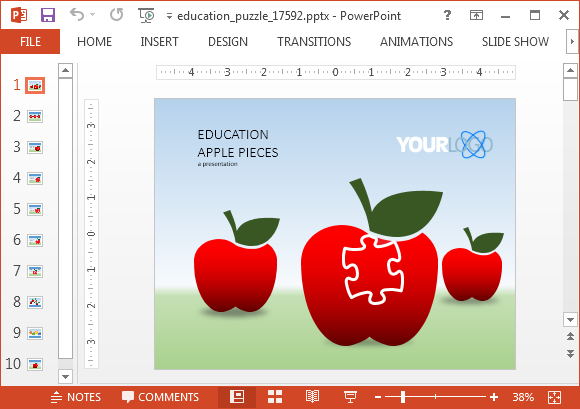 Animated education puzzle PowerPoint template