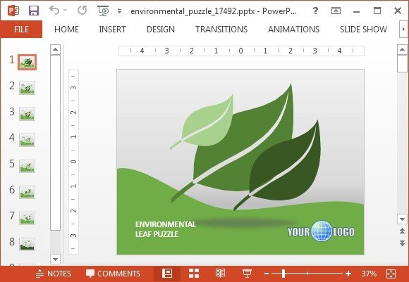 Animated environmental puzzle PowerPoint template