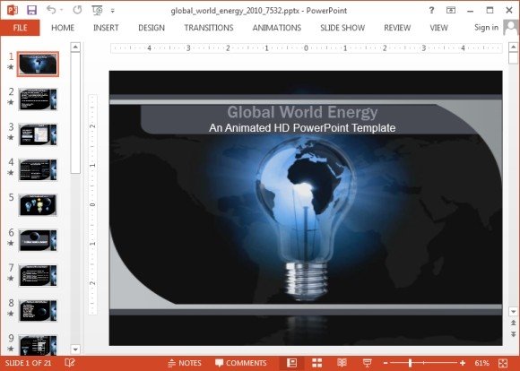 Animated global world PowerPoint template