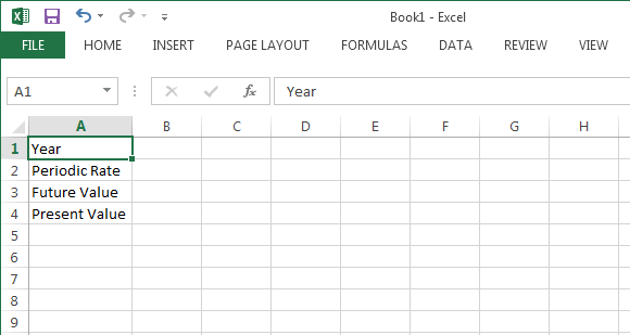 Present value calculation in MS Excel