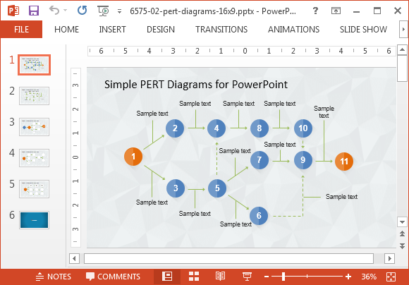 Simple PERT diagram template for PowerPoint