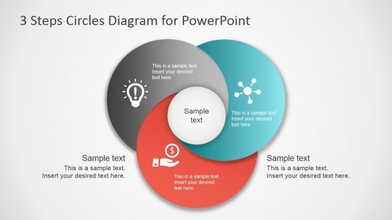 3 step circles diagram for PowerPoint