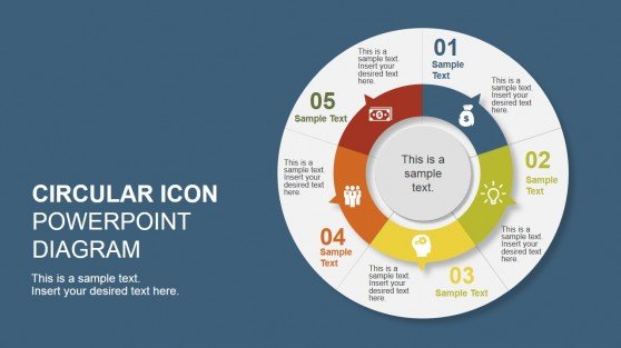 5 Step Circular Diagram Template For Powerpoint Fppt