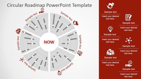 6 Circular roadmap PowerPoint template